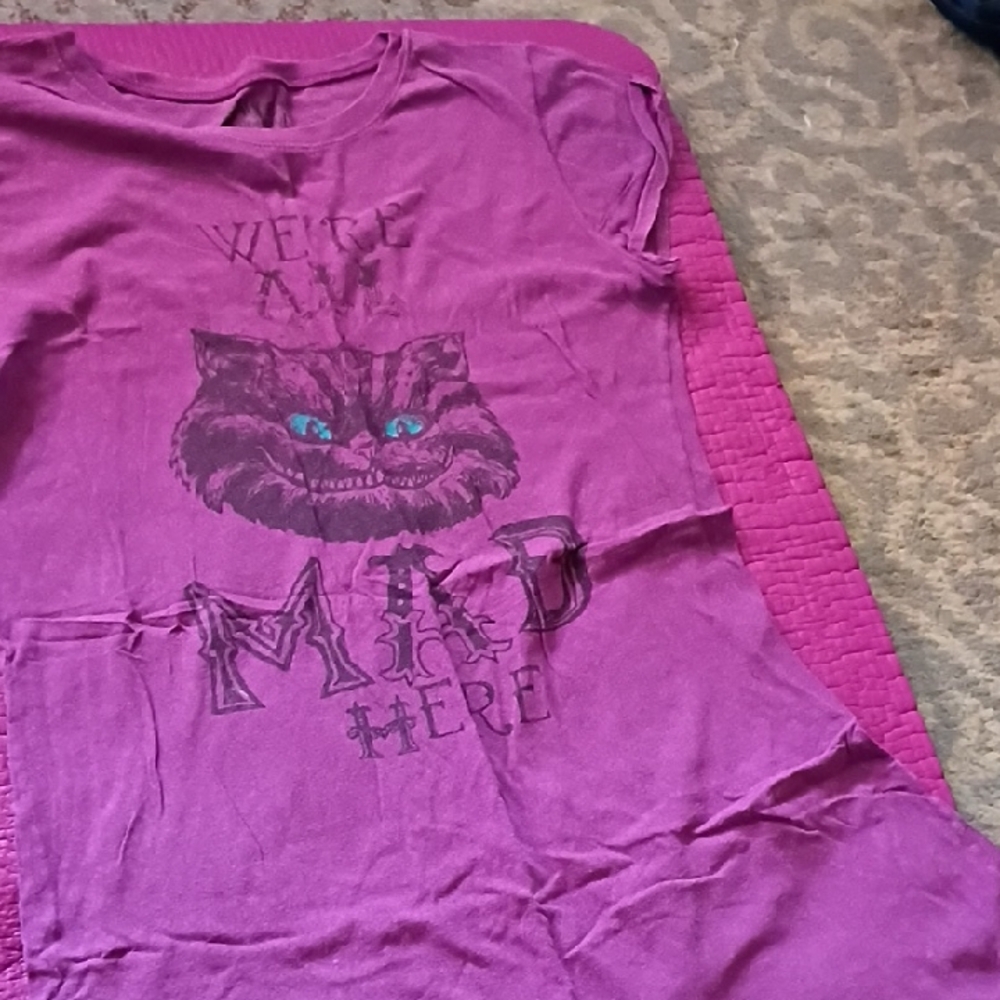 Disney Purple Tee with Cheshire Cat Graphic